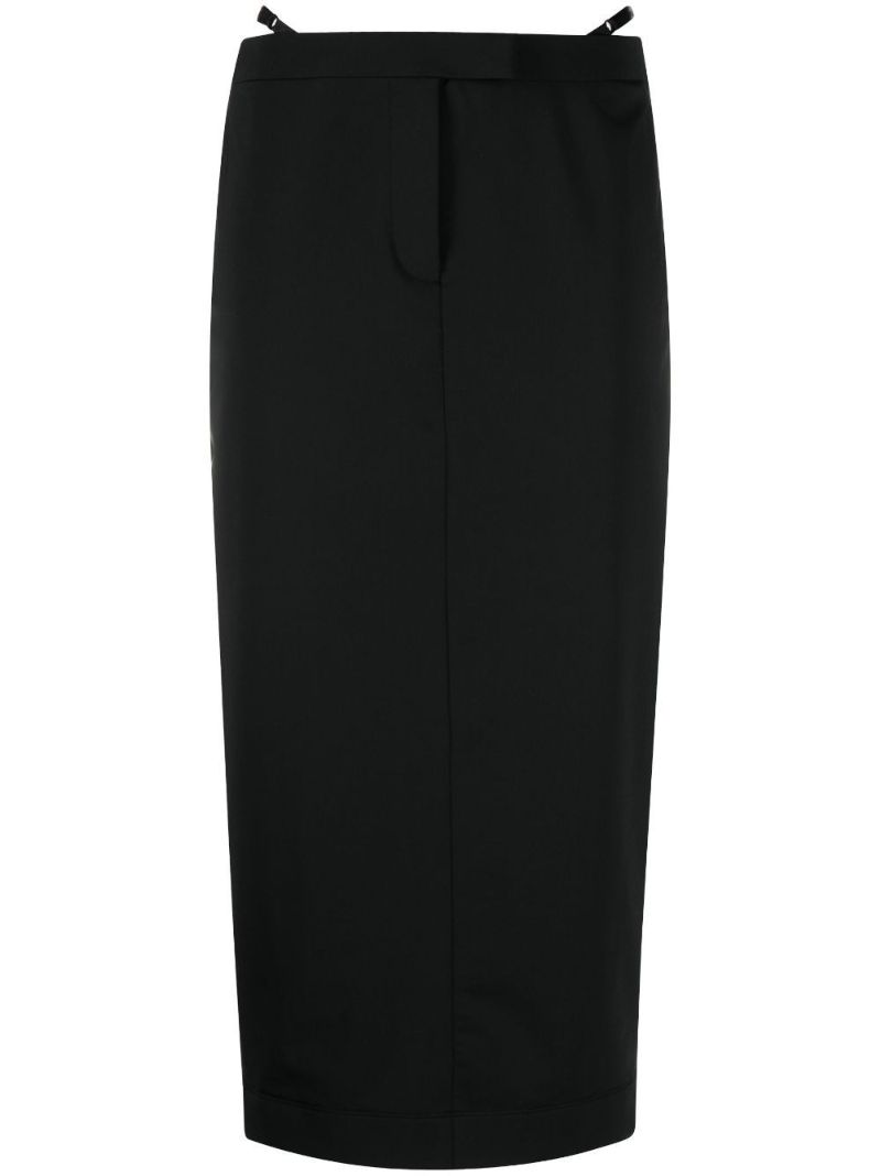 Black Thong-strap Midi Skirt