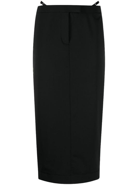 Black Thong-strap Midi Skirt