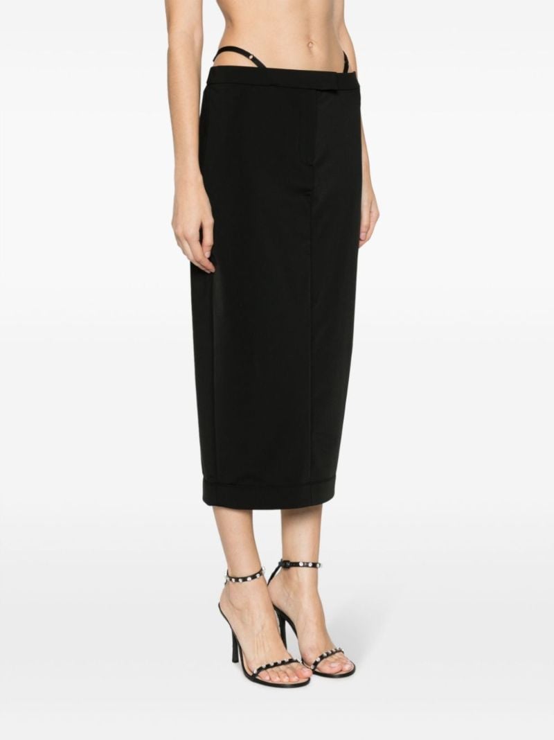 Black Thong-strap Midi Skirt