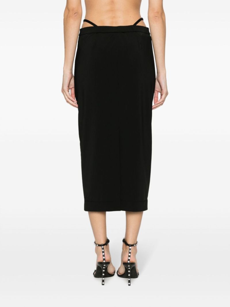Black Thong-strap Midi Skirt