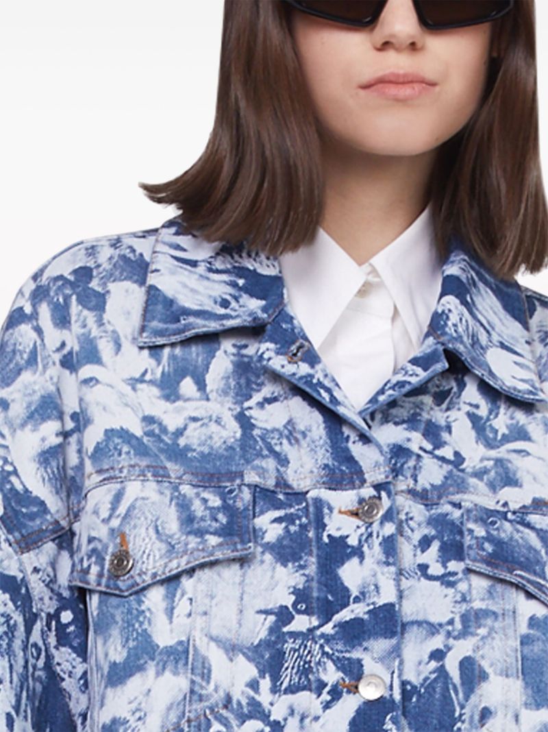 Blue Animal Forest-print Denim Jacket