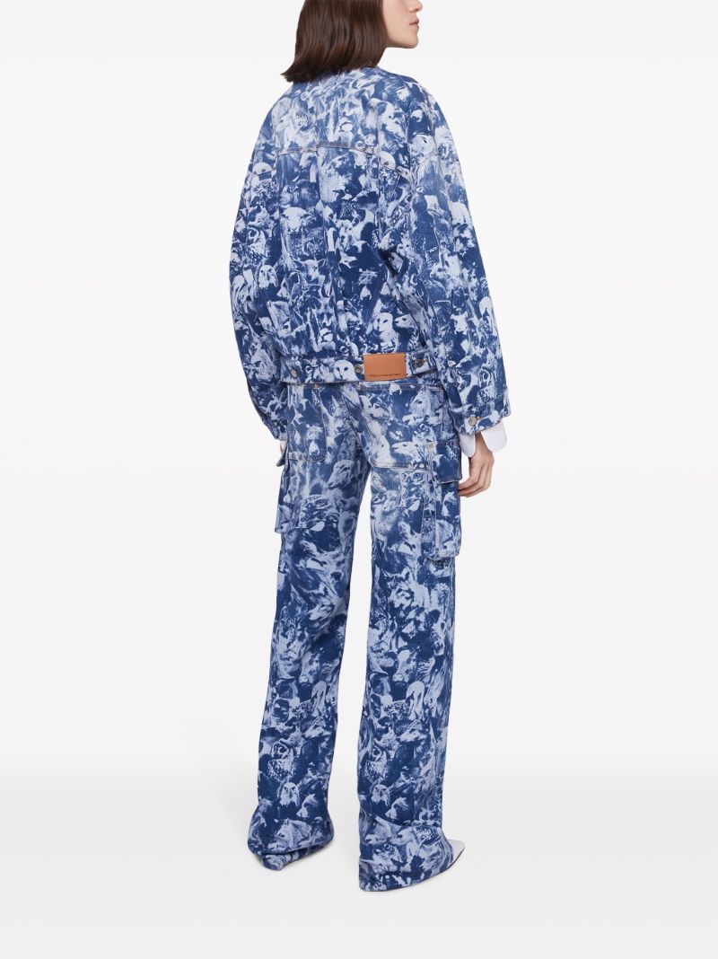 Blue Animal Forest-print Denim Jacket