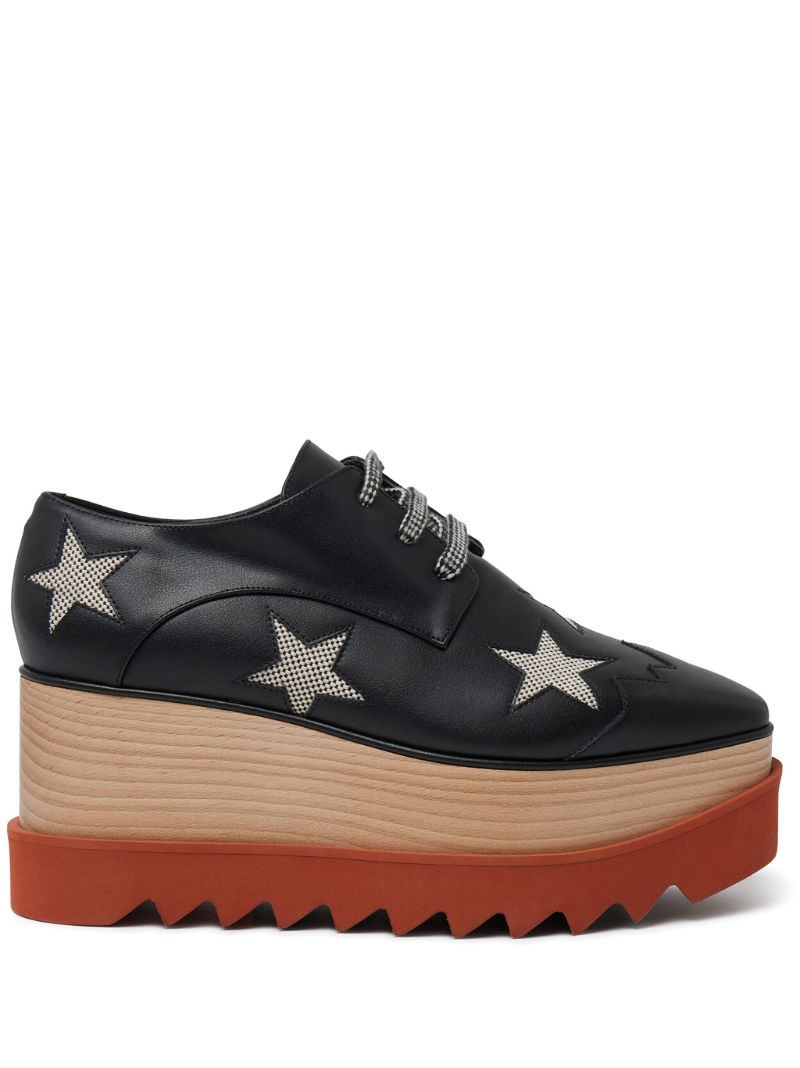 Black Elyse Stars Platform Brogues