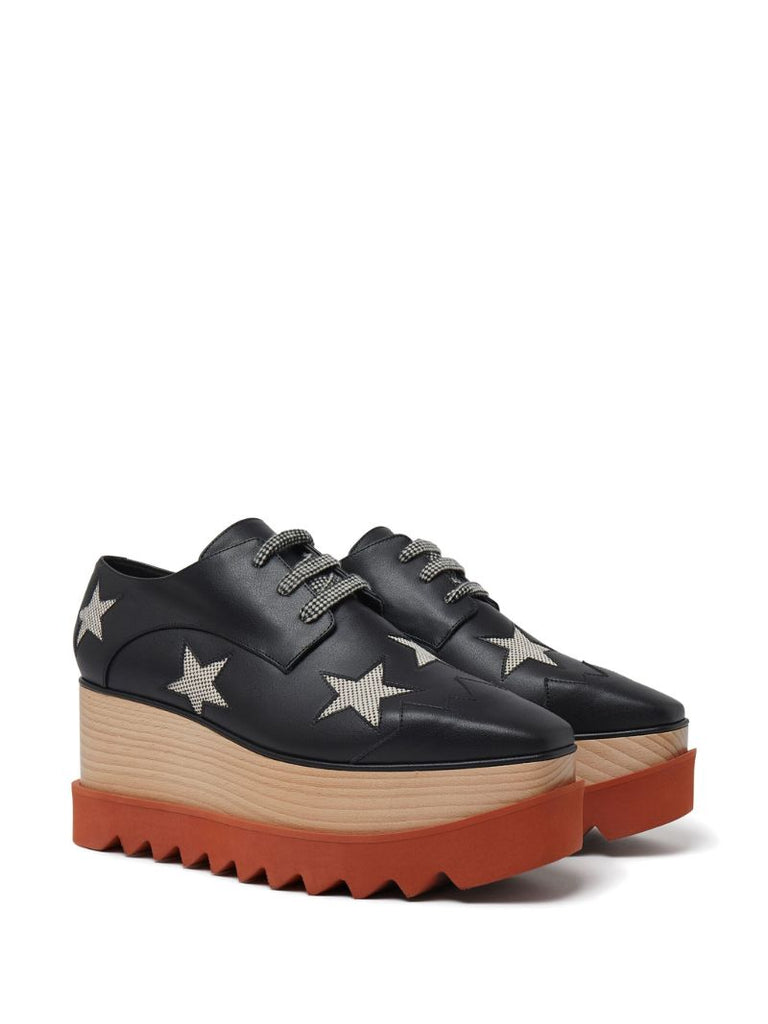 Black Elyse Stars Platform Brogues