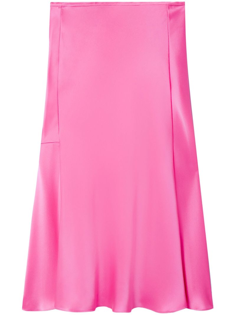 Pink Bias-cut Satin Skirt