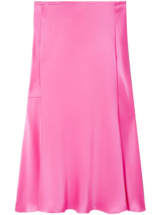 Pink Bias-cut Satin Skirt