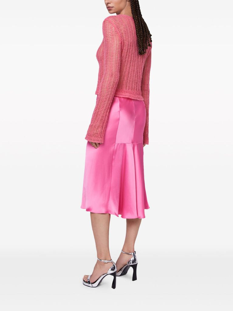 Pink Bias-cut Satin Skirt