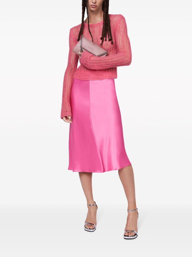 Pink Bias-cut Satin Skirt