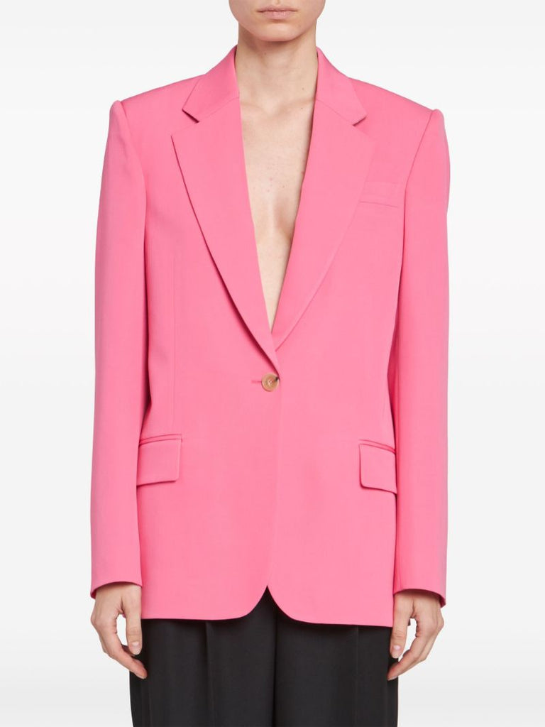 Pink Single-breasted Wool Blazer