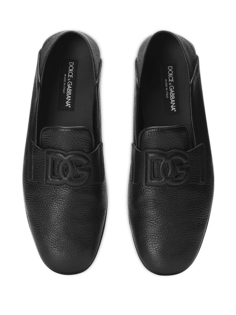 Black Dg-motif Leather Driving Shoes