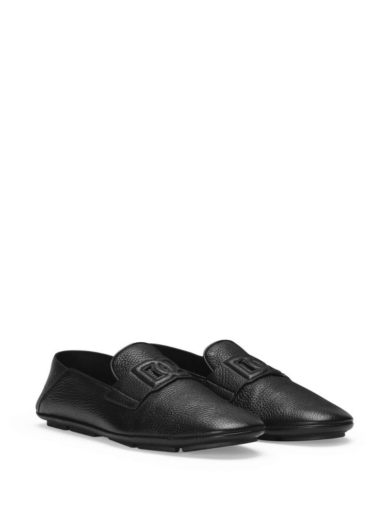 Black Dg-motif Leather Driving Shoes