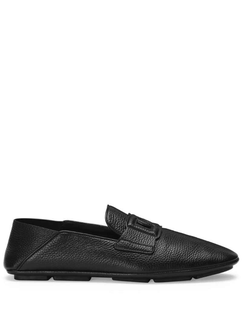 Black Dg-motif Leather Driving Shoes