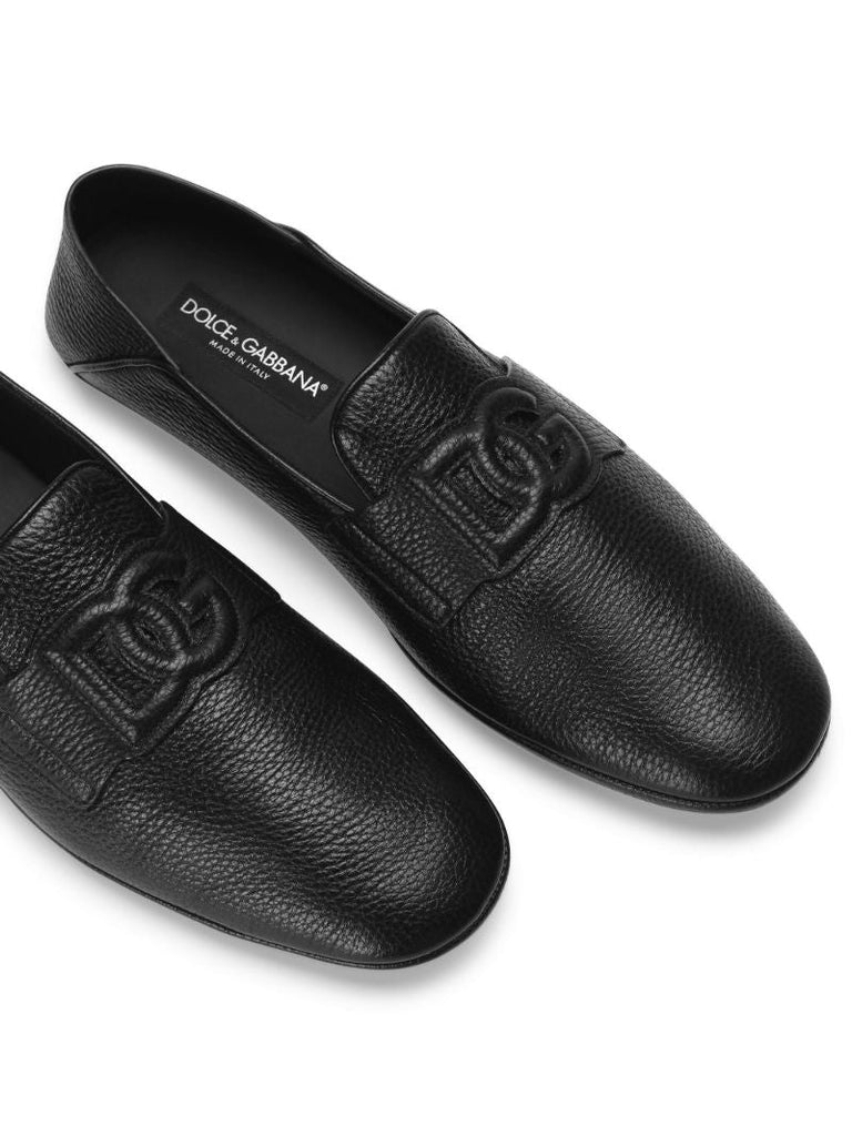 Black Dg-motif Leather Driving Shoes