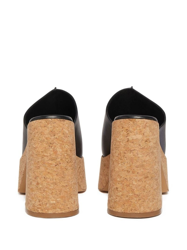 Black Skyla Cork Platform Mules