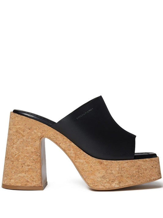 Black Skyla Cork Platform Mules