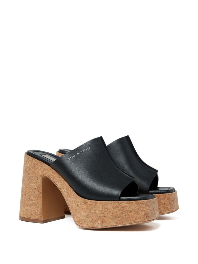 Black Skyla Cork Platform Mules