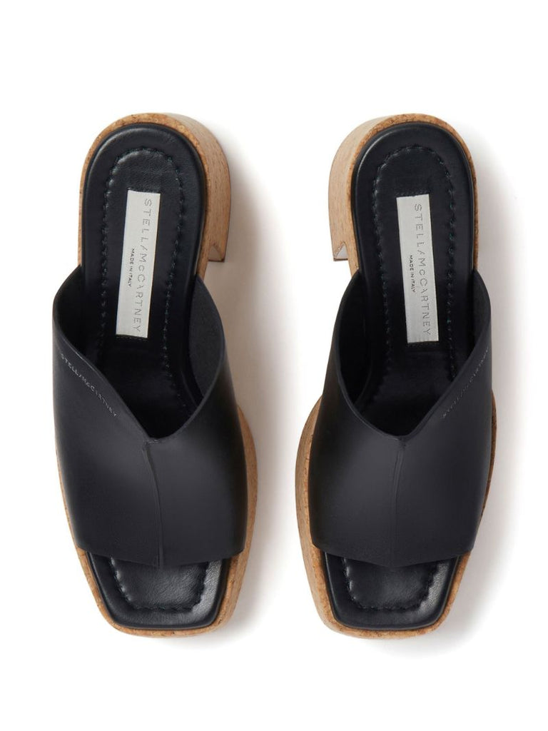 Black Skyla Cork Platform Mules
