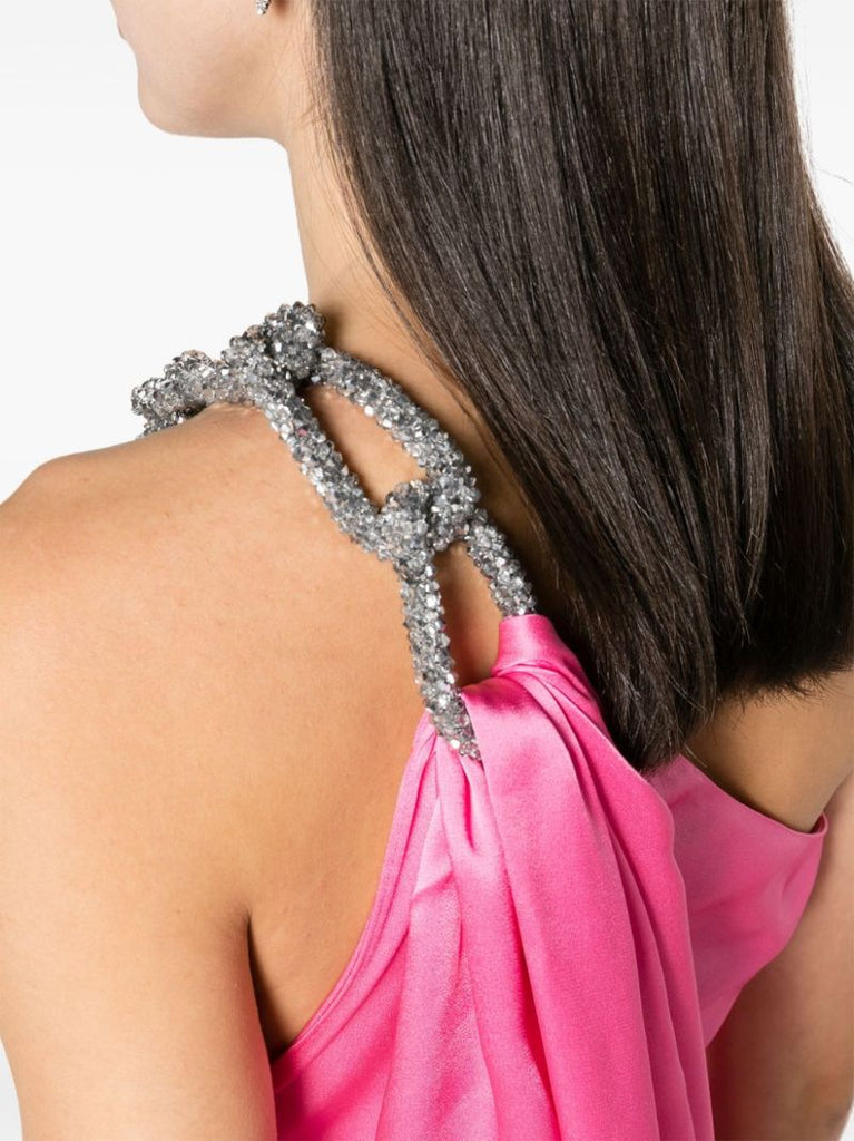 Pink Falabella One Shoulder Satin Dress