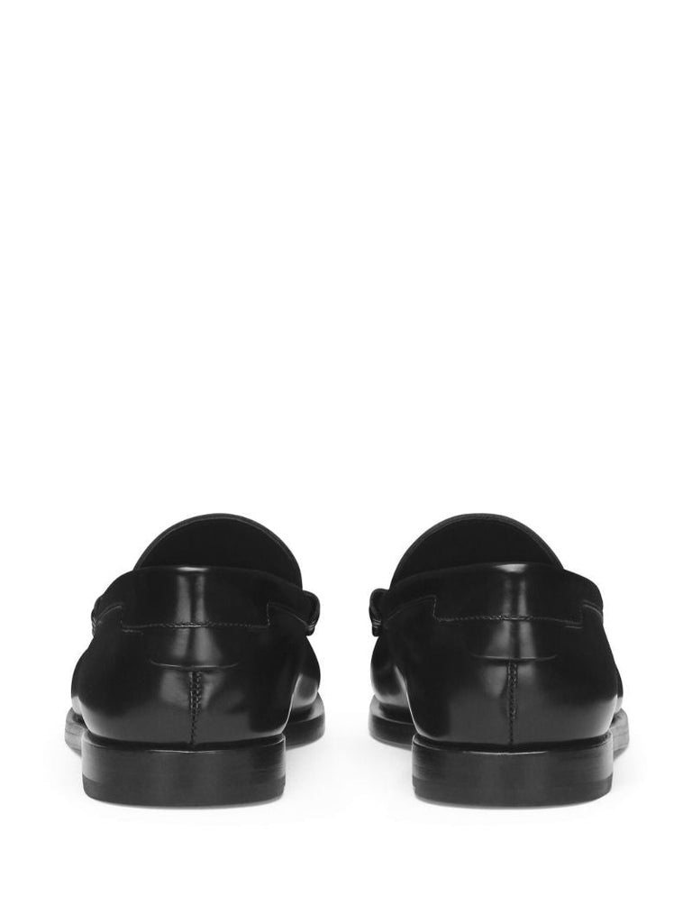 Black Dg-plaque Leather Loafers