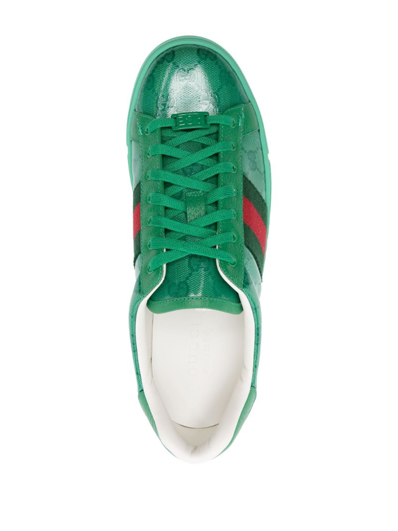 Green Ace Gg Crystal Canvas Sneakers