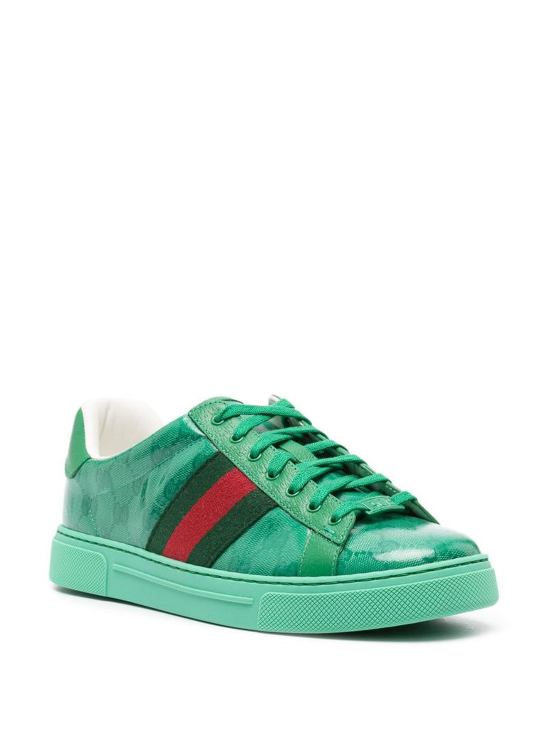 Green Ace Gg Crystal Canvas Sneakers