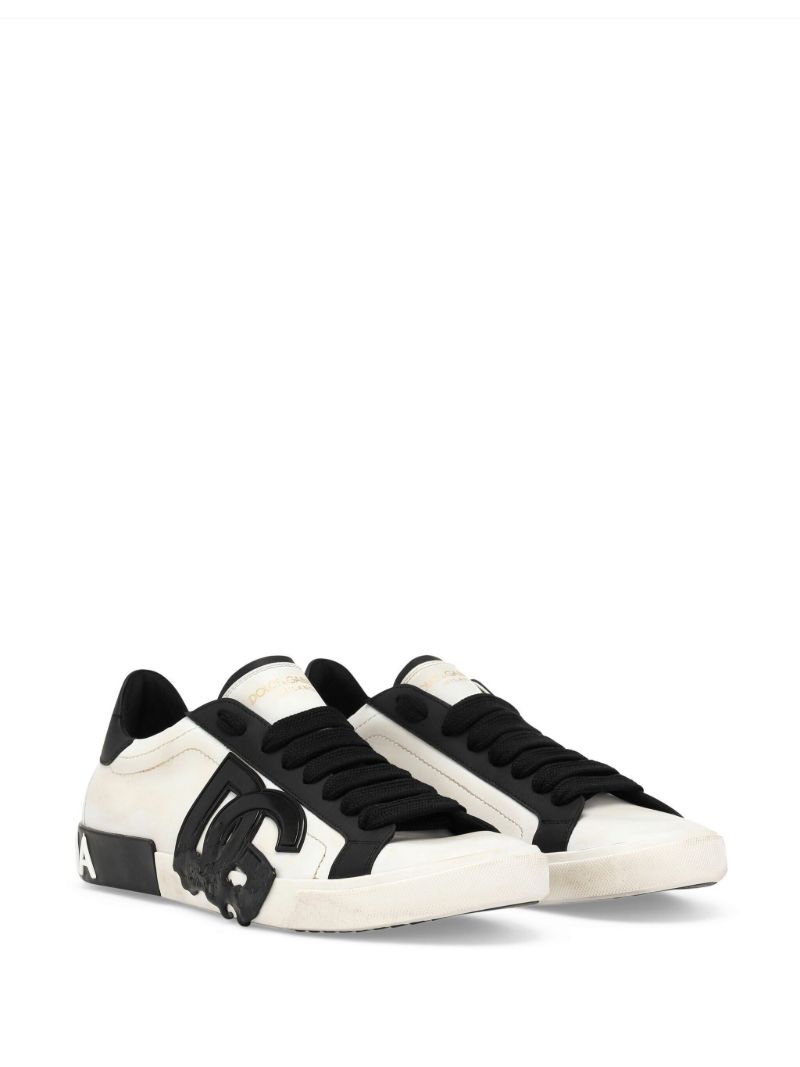 White New Roma Distressed Sneakers