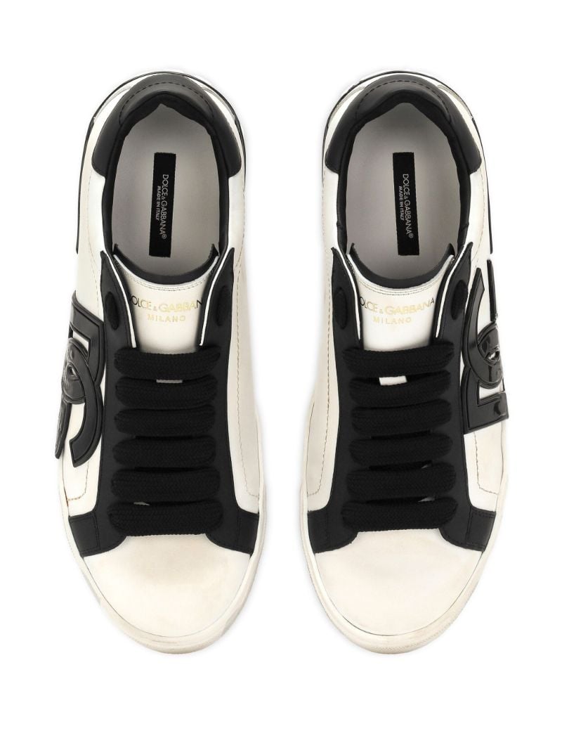 White New Roma Distressed Sneakers