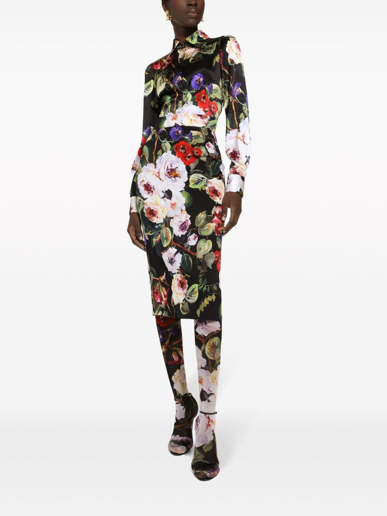 Black Garden Print Shirt
