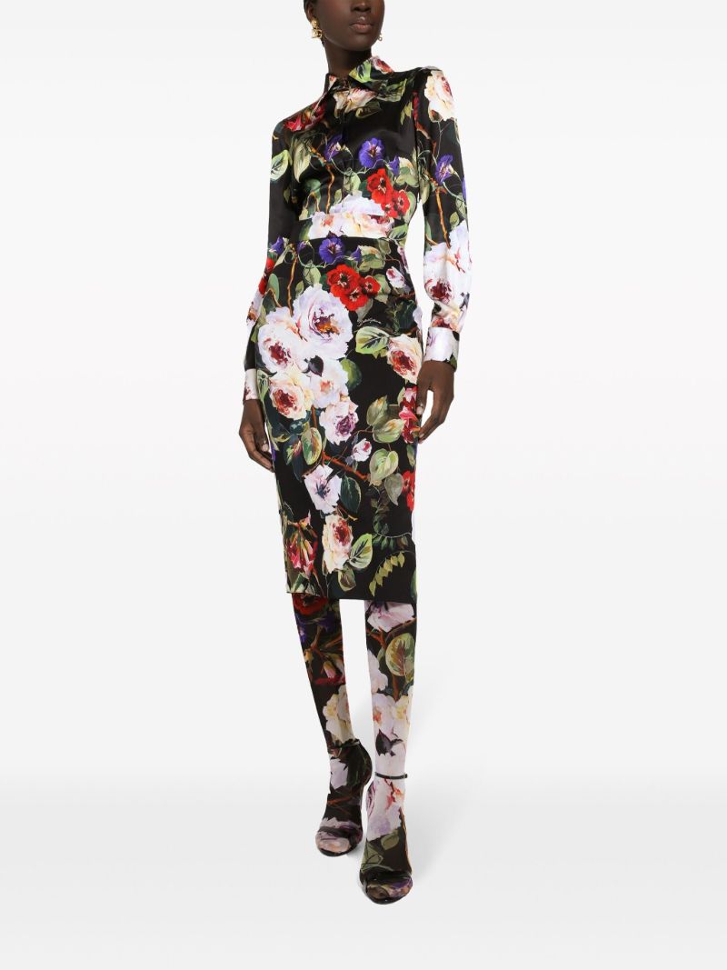 Black Garden Print Shirt