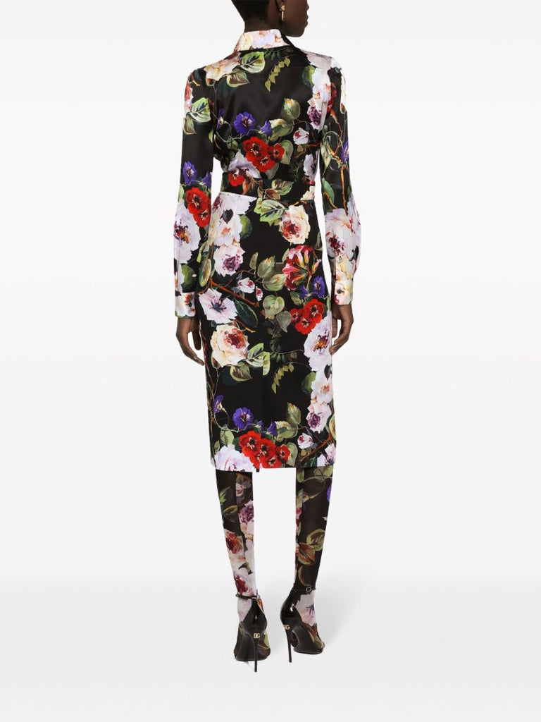 Black Garden Print Shirt