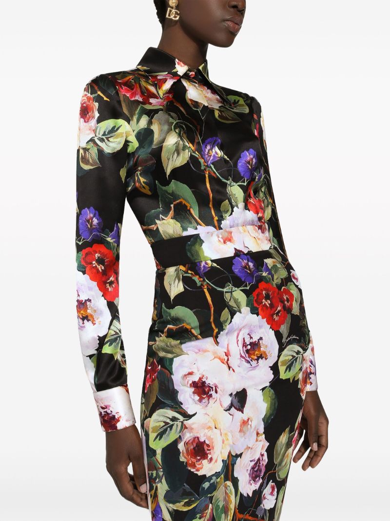 Black Garden Print Shirt