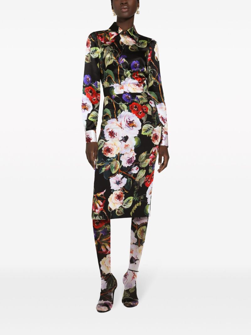 Black Garden Print Shirt
