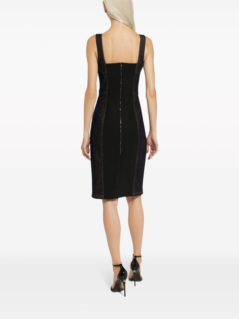 Black Logo Plaque Denim Midi Dress