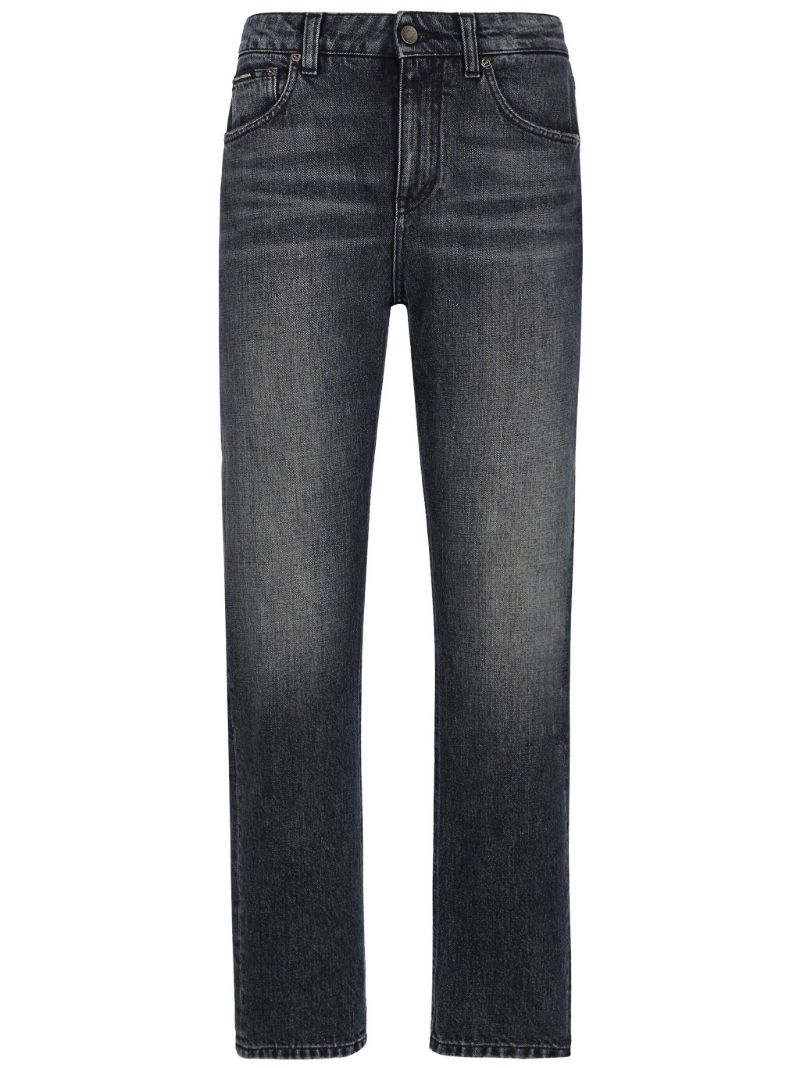 Black Mid-rise Straight-leg Jeans
