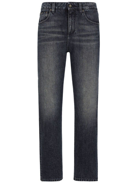 Black Mid-rise Straight-leg Jeans