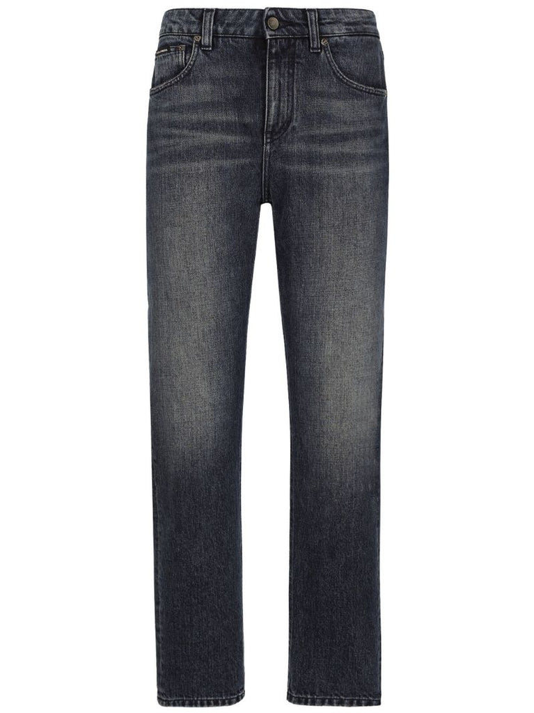 Black Mid-rise Straight-leg Jeans