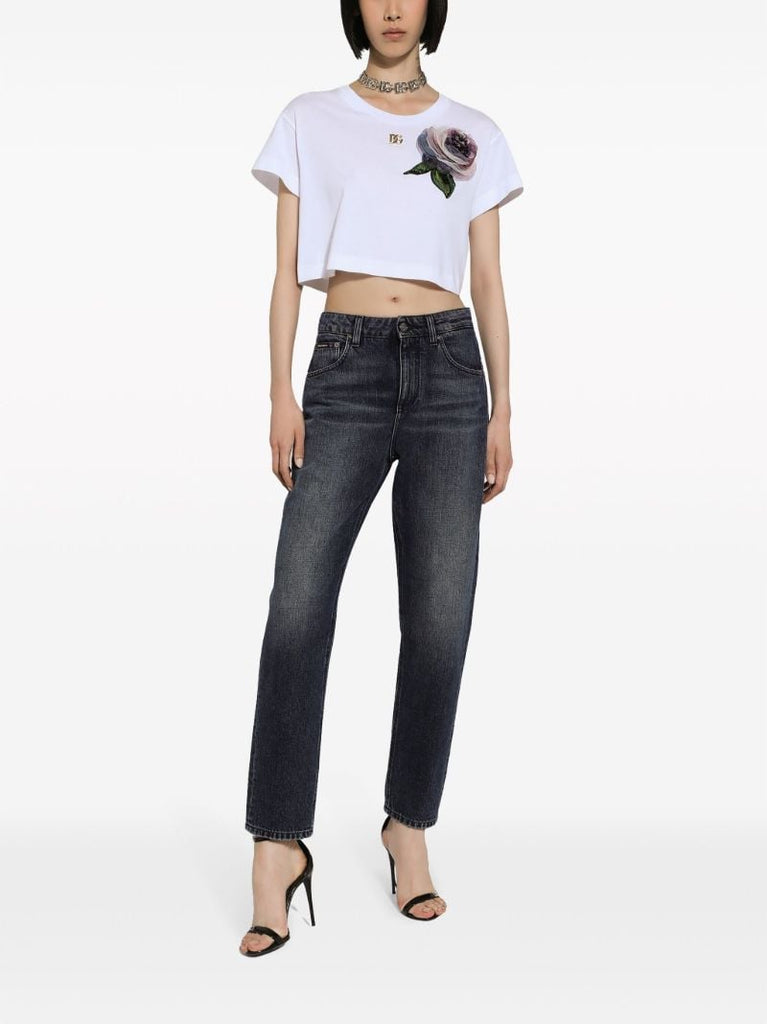 Black Mid-rise Straight-leg Jeans
