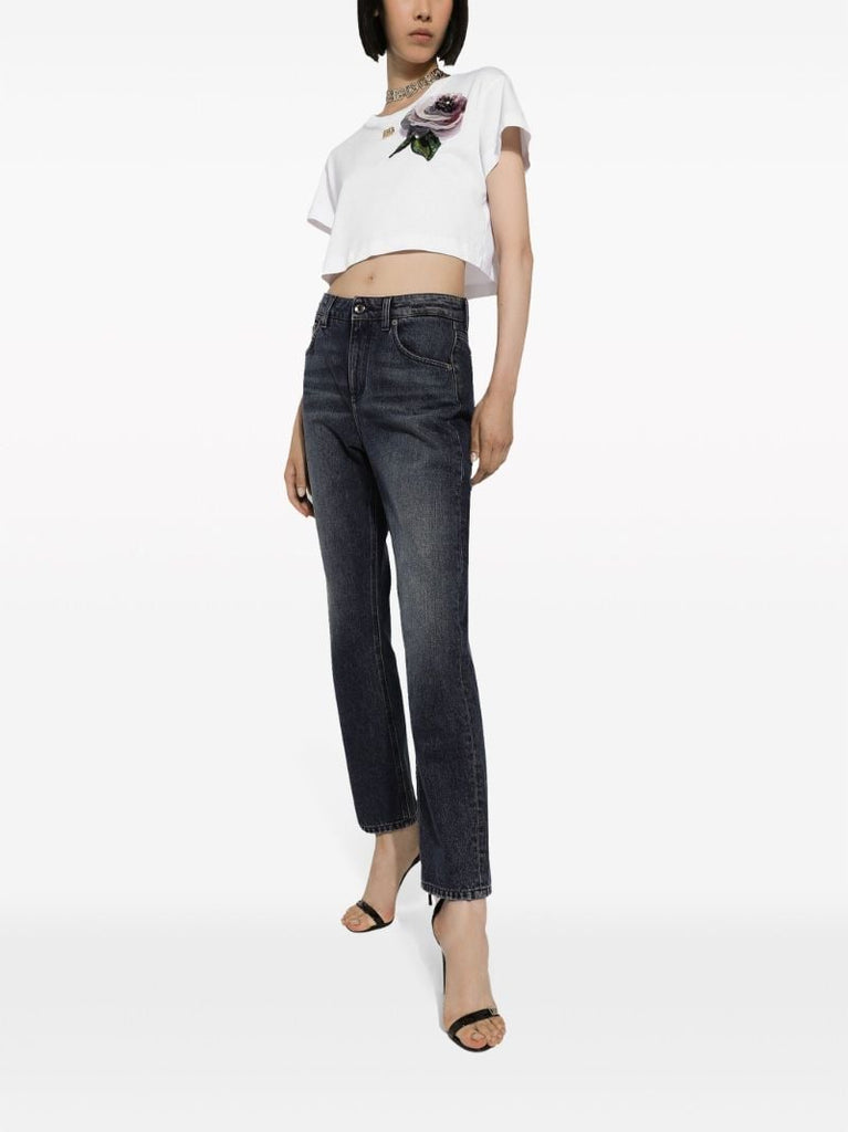Black Mid-rise Straight-leg Jeans