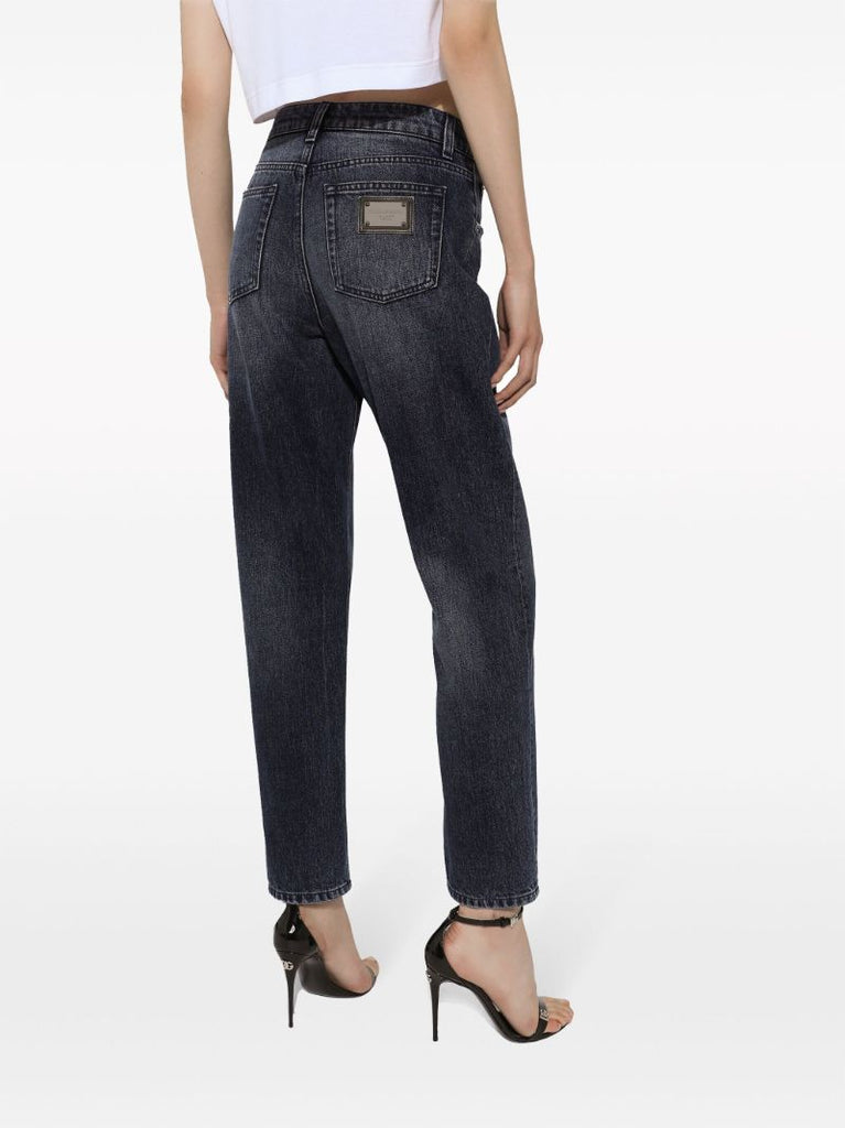 Black Mid-rise Straight-leg Jeans