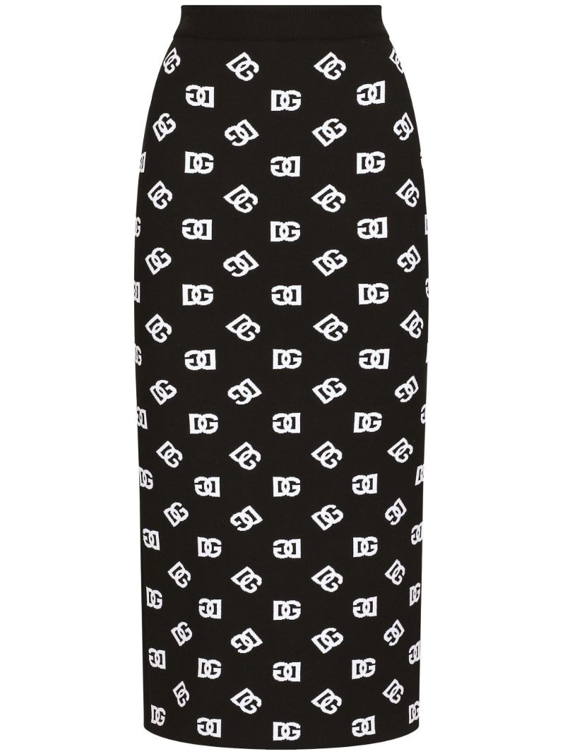 Black Dg Logo Knitted Skirt