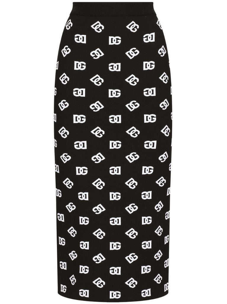 Black Dg Logo Knitted Skirt