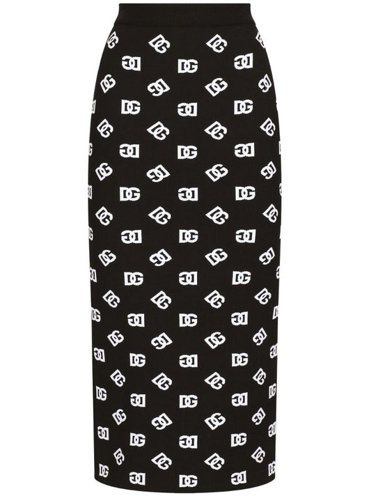 Black Dg Logo Knitted Skirt