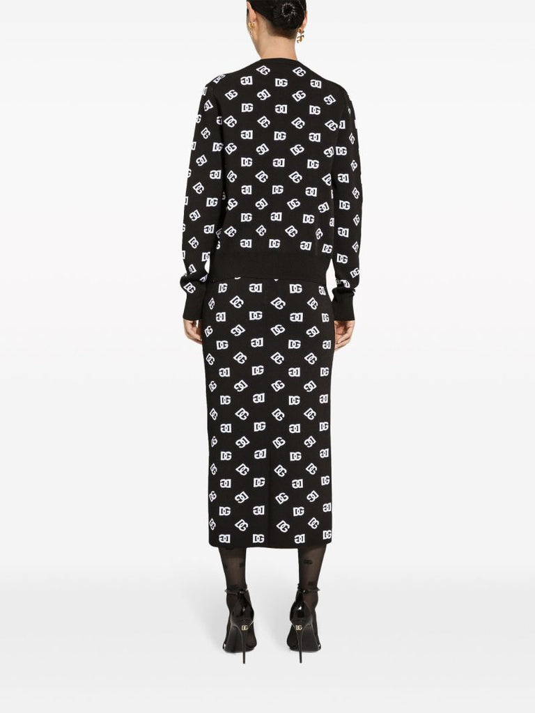 Black Dg Logo Knitted Skirt
