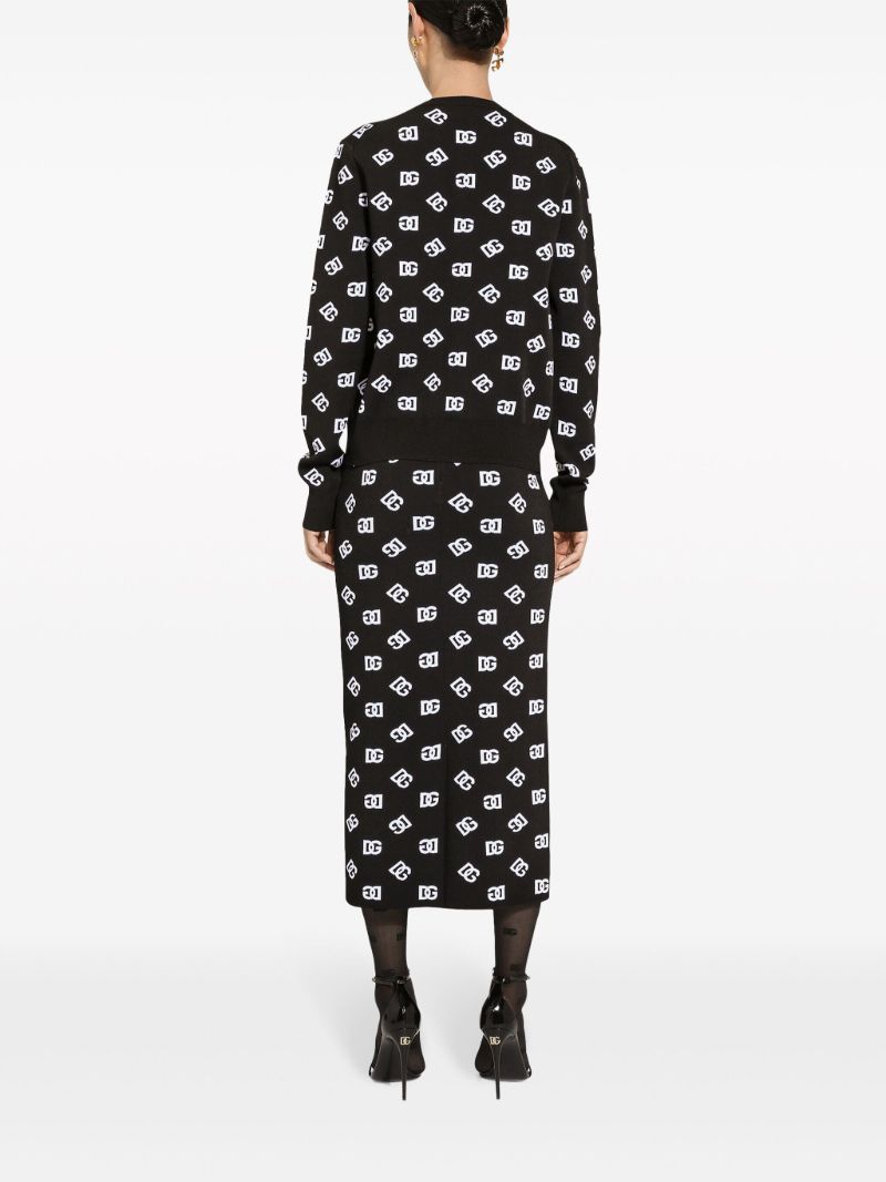 Black Dg Logo Knitted Skirt