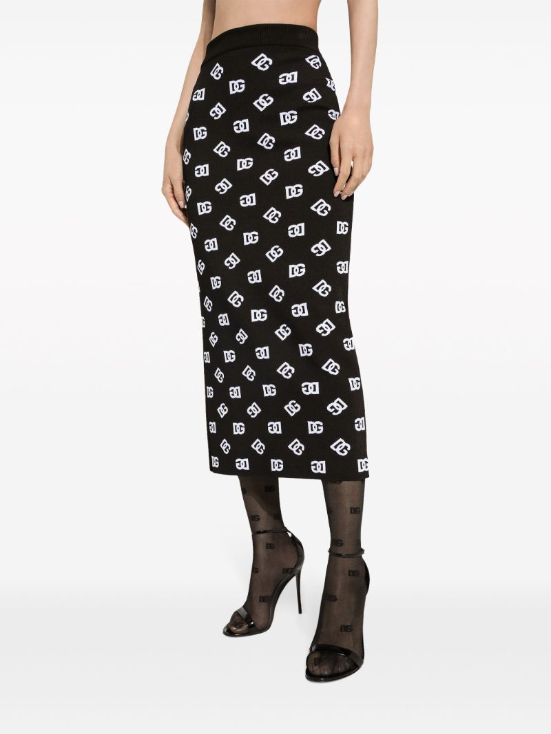Black Dg Logo Knitted Skirt
