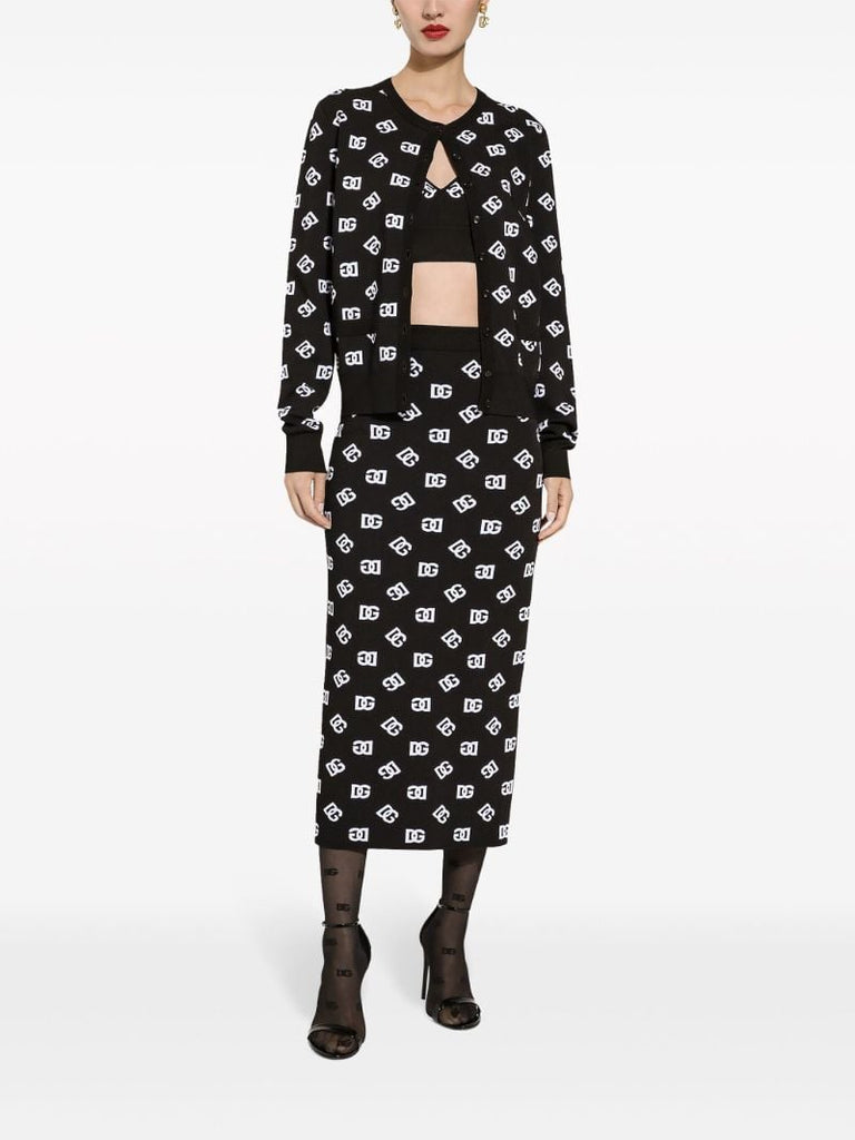 Black Dg Logo Knitted Skirt