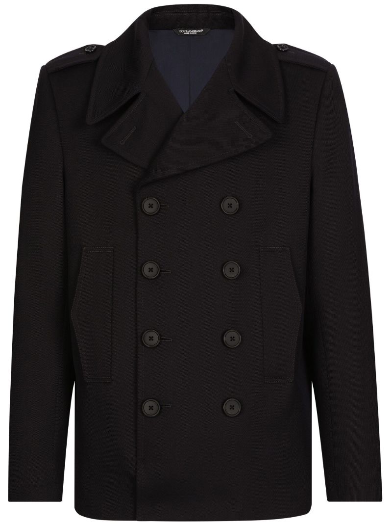 Black Double-breasted Cotton Coat