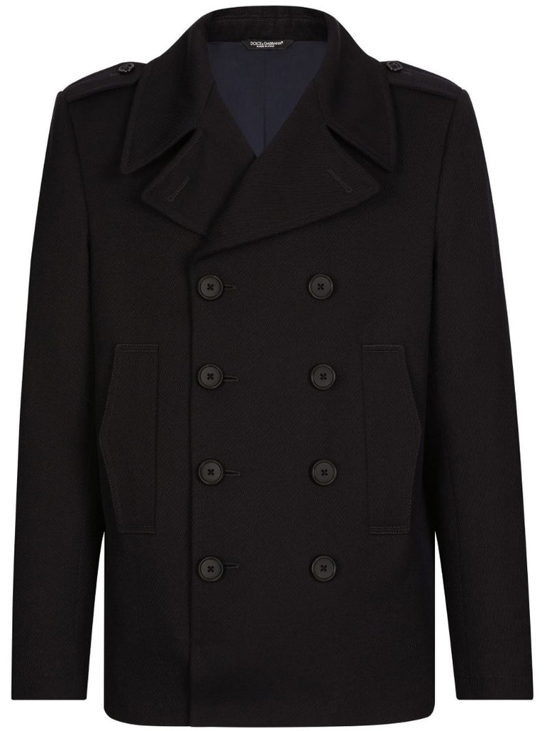 Black Double-breasted Cotton Coat