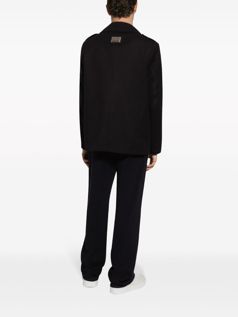 Black Double-breasted Cotton Coat