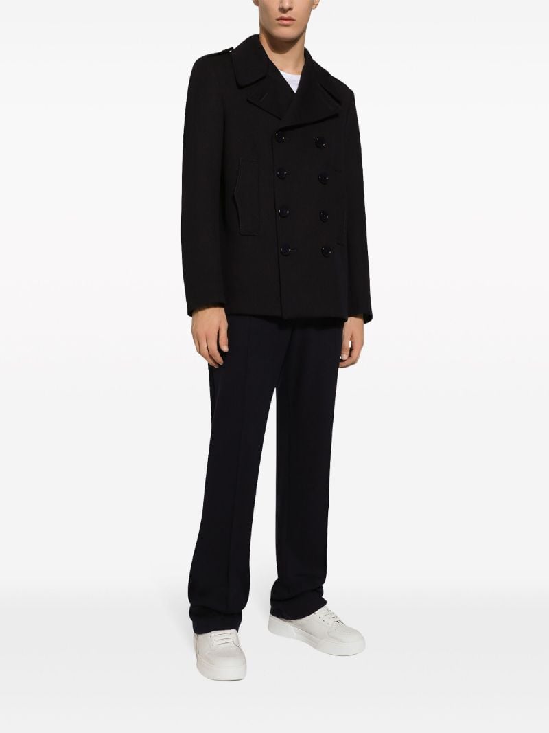 Black Double-breasted Cotton Coat